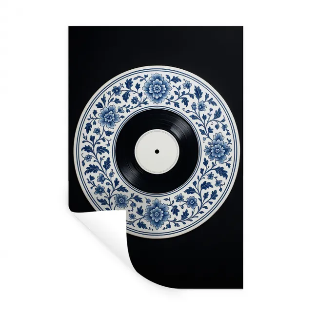 Vinyl - LP - Delfts Blauw - Muziek Muursticker klein -3d