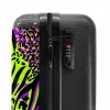 Wilde dierenprint in paars, limoengroen en zwart NBS - Handbagage koffer - Volwassenen Unisex middel -slot