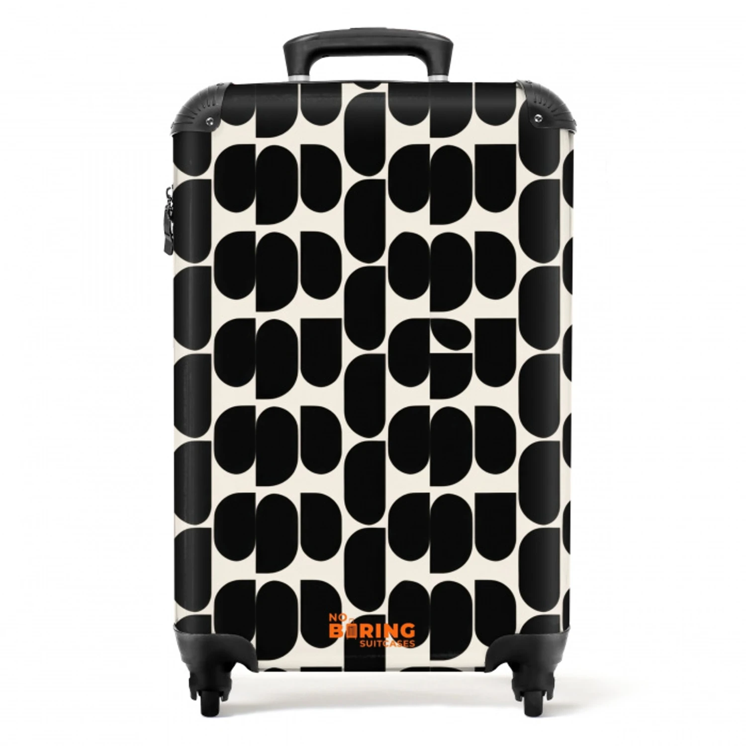 Modern - Patroon - Zwart NBS - Handbagage koffer - Volwassenen Unisex middel -productfoto_recht