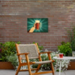 Bierglas - Schuim - Retro - Groen Tuinposter op houten frame 2 cm dik klein -sfeer3