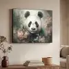 Panda - Dieren - Bloemen - Planten Textielframe zwart klein -sfeer3