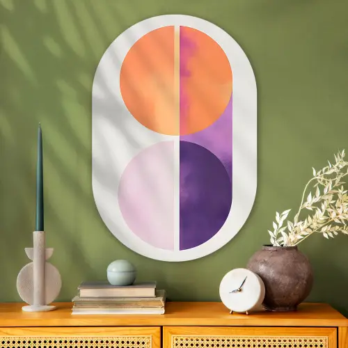 Cirkels - Abstract - Paars Wandcirkel Ovaal Glas middel -sfeer2