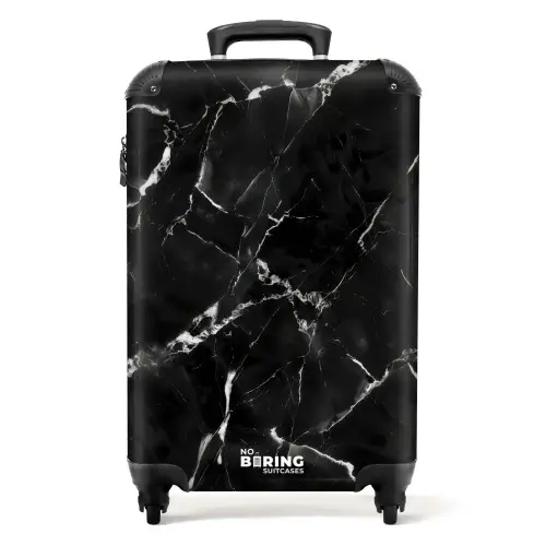 Marmer - Zwart Marmer met Witte Aderen NBS - Handbagage koffer - Kinderen Unisex middel -productfoto_recht
