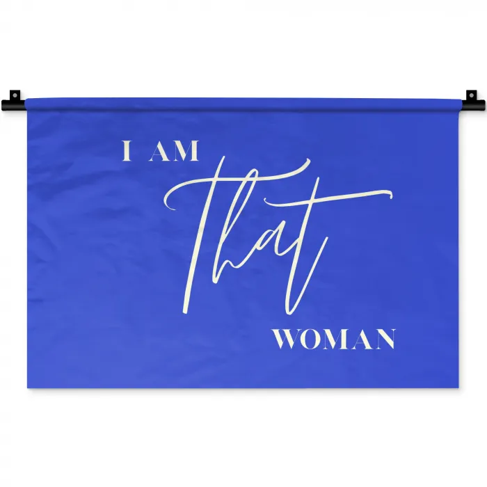 Blauw - I am that woman - Sierlijk - Minimalistisch Wandkleed katoen klein -zz3d