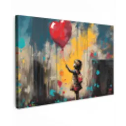 Meisje - Ballon - Hart - Graffiti canvas 2cm klein -z3d