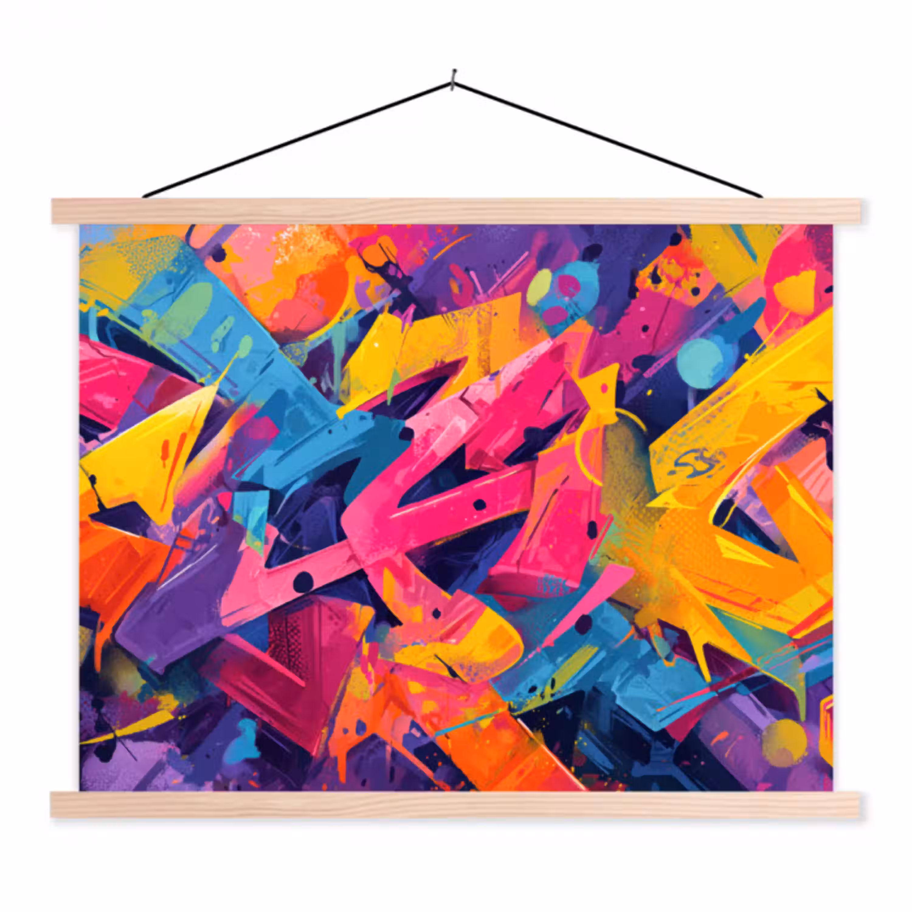 Abstract - Vormen - Kleurrijk textielposter latten blank klein -3d