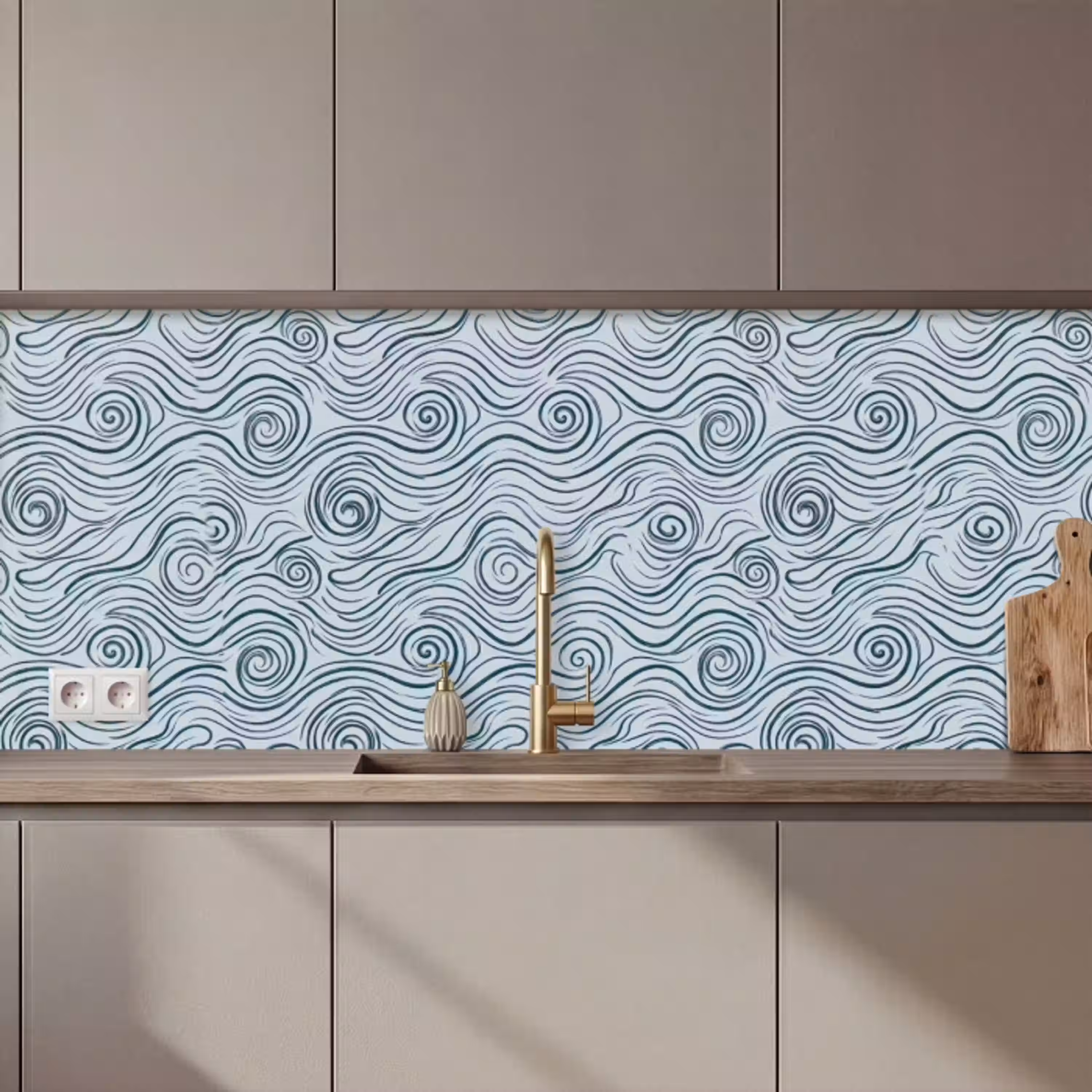 Patroon - Golven - Abstract - Modern - Blauw keuken achterwand 2 middel zz_3dshopping