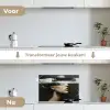 Gezicht - Vrouw - Zwart - Abstract keuken achterwand spatscherm klein -voor_na_NL