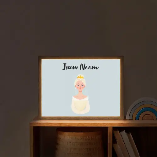 Prinses - Blond - Kroon - Minimalistisch Light Box met batterij (Wandlamp kind) middel -sfeer1_kind