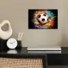 Voetbal - Verf - Kleuren - Zwart - Wit poster papier klein -sfeer1