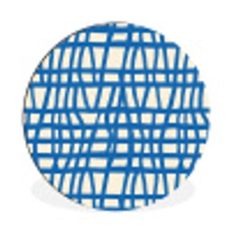 Ruitpatroon - Blauw - Crème Wandcirkel aluminium klein 190 -3d
