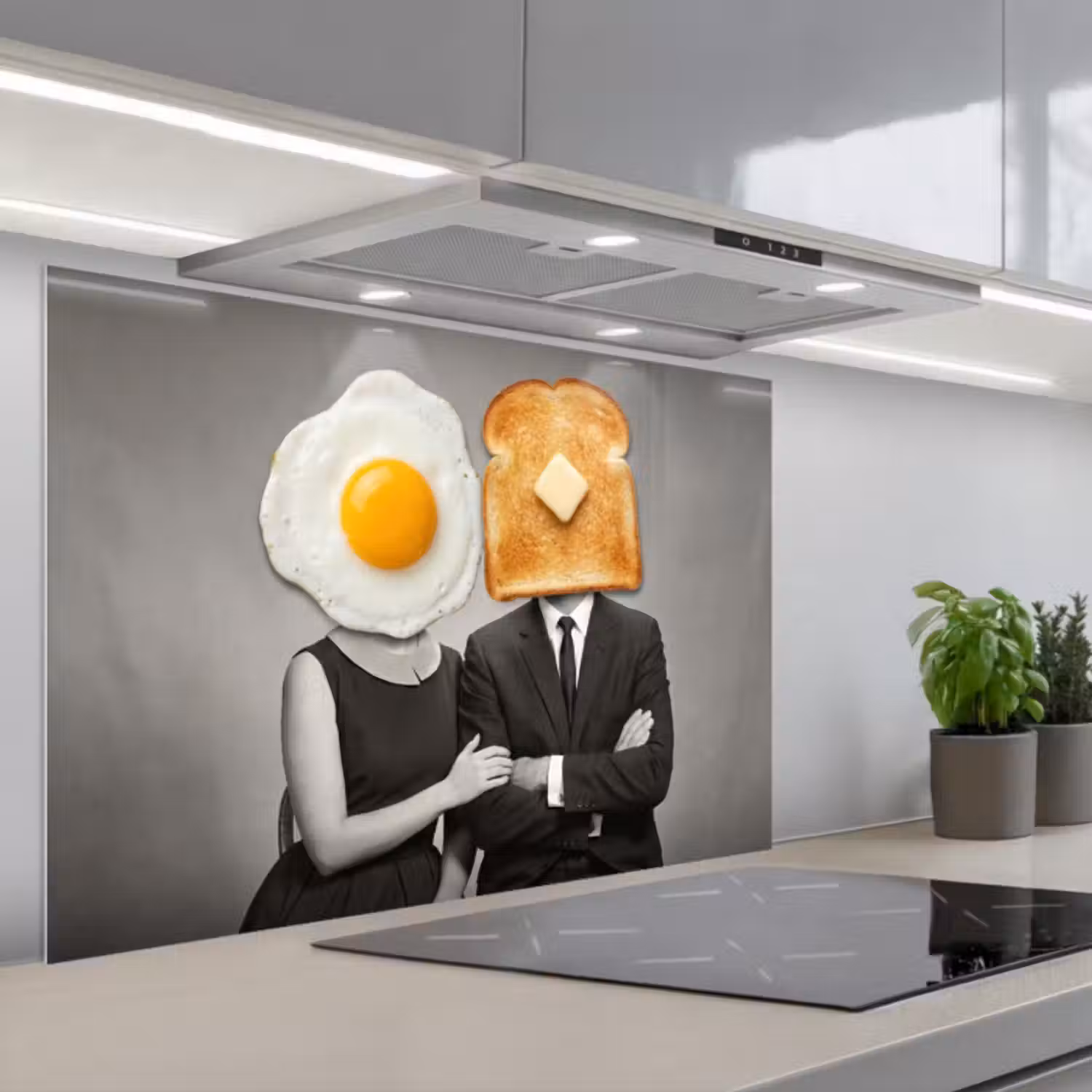 Spatscherm keuken - Ontbijt - Koppel - Ei - Brood