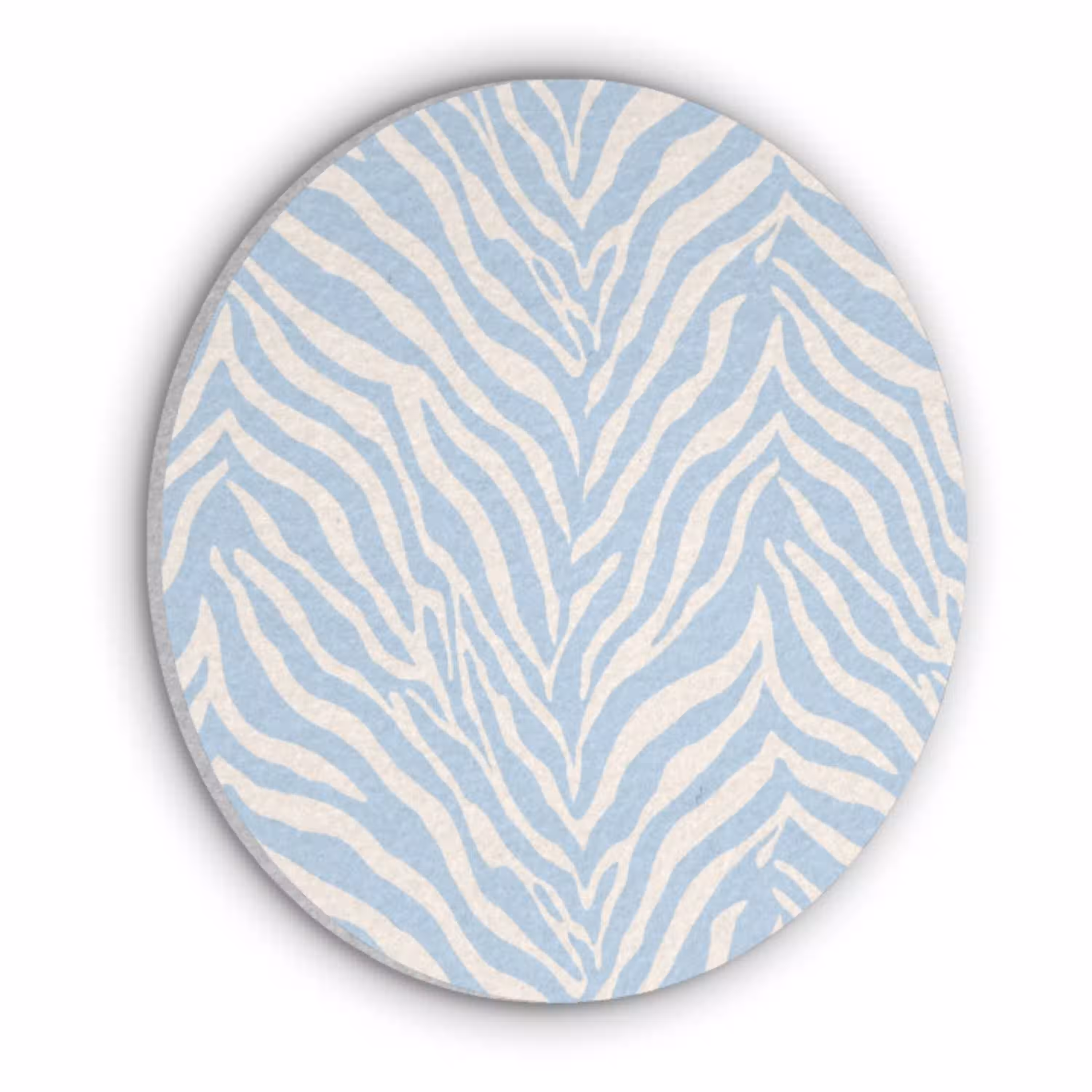 Zebra - Motief - Blauw - Wit Akoestische PET Vilt - Rond klein 838 -3d