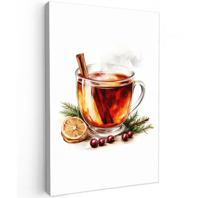 Thee - Warm - Winter - Sfeer Tuinposter op houten frame 2 cm dik middel -3d