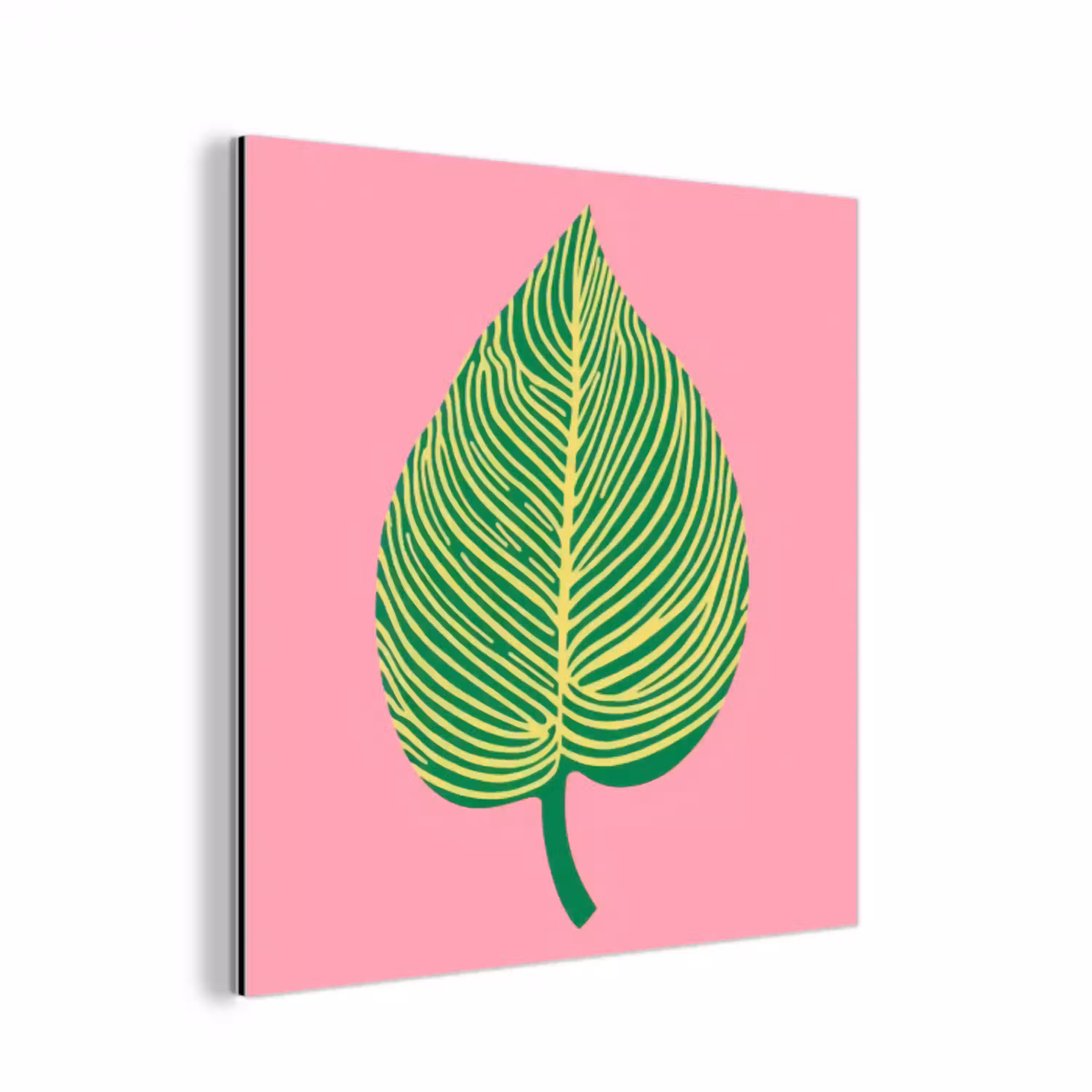 Illustratie - Blad - Minimalistisch - Groen aluminium wit klein -3d