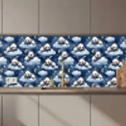 Panda's - Slapen - Blauw keuken achterwand 2 middel 871 zz_3dshopping