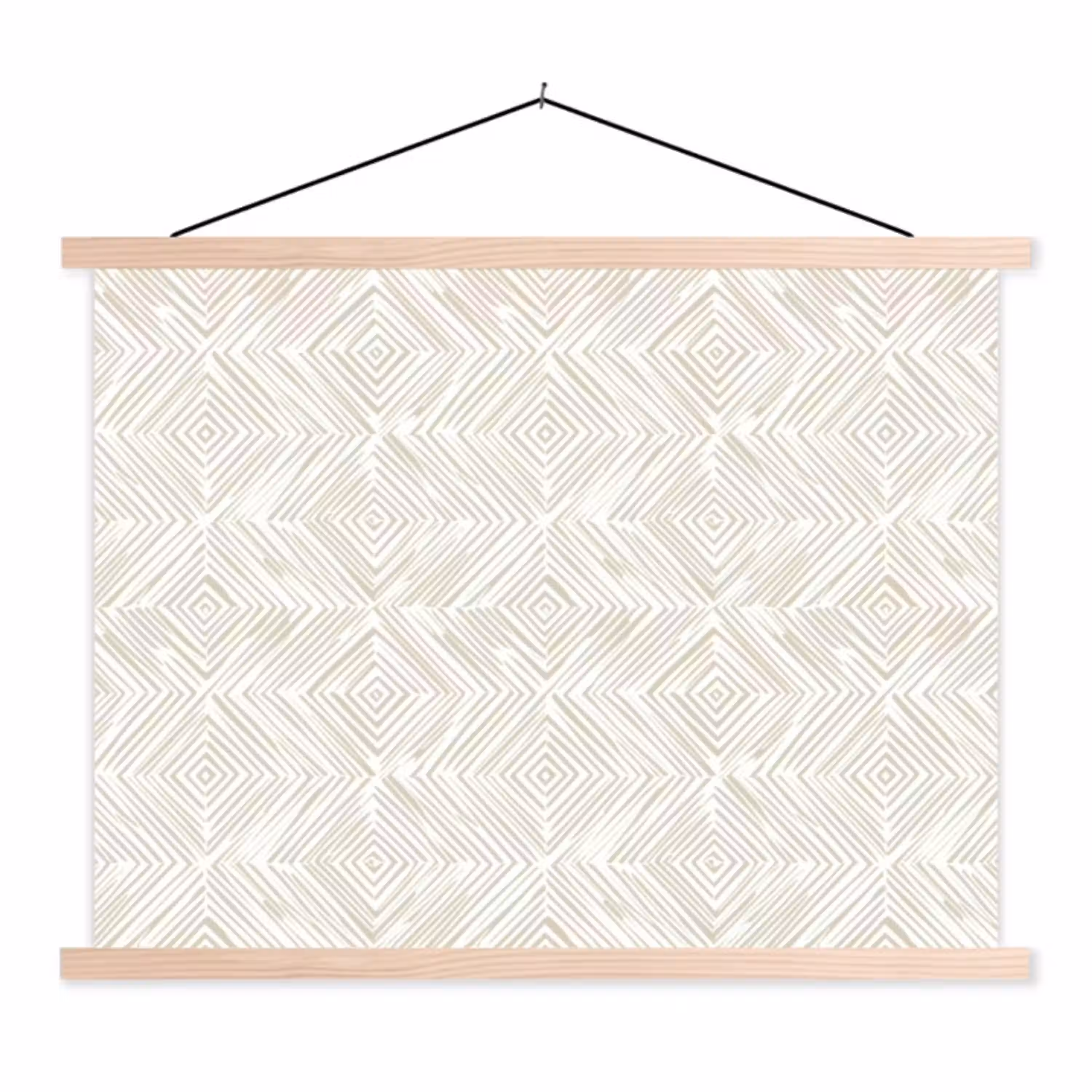 Abstract - Ruiten - Beige textielposter latten blank klein 122 -3d