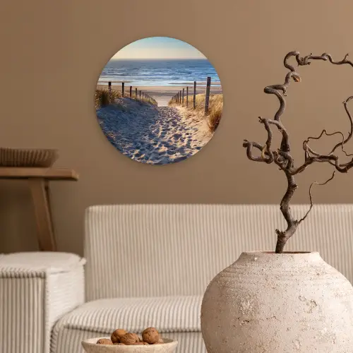 Strand - Zee - Nederland - Duinen - Zon Wandcirkel kunststof plaat 5mm dik klein -sfeer1
