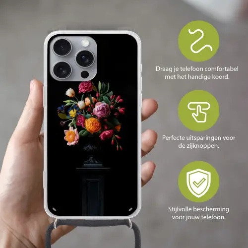 Boeket - Romantisch - Kleurrijk Hoesje iPhone 16 Pro Max met koord klein -sfeer2_NL