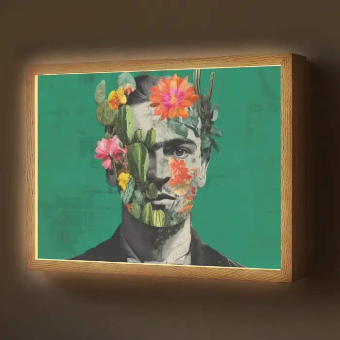 Man - Planten - Groen Light Box met batterij (Wandlamp) middel -z3d_website