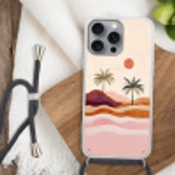 Palmbomen - Abstract - Zon - Heuvels Hoesje iPhone 16 Pro Max met koord klein -sfeer4