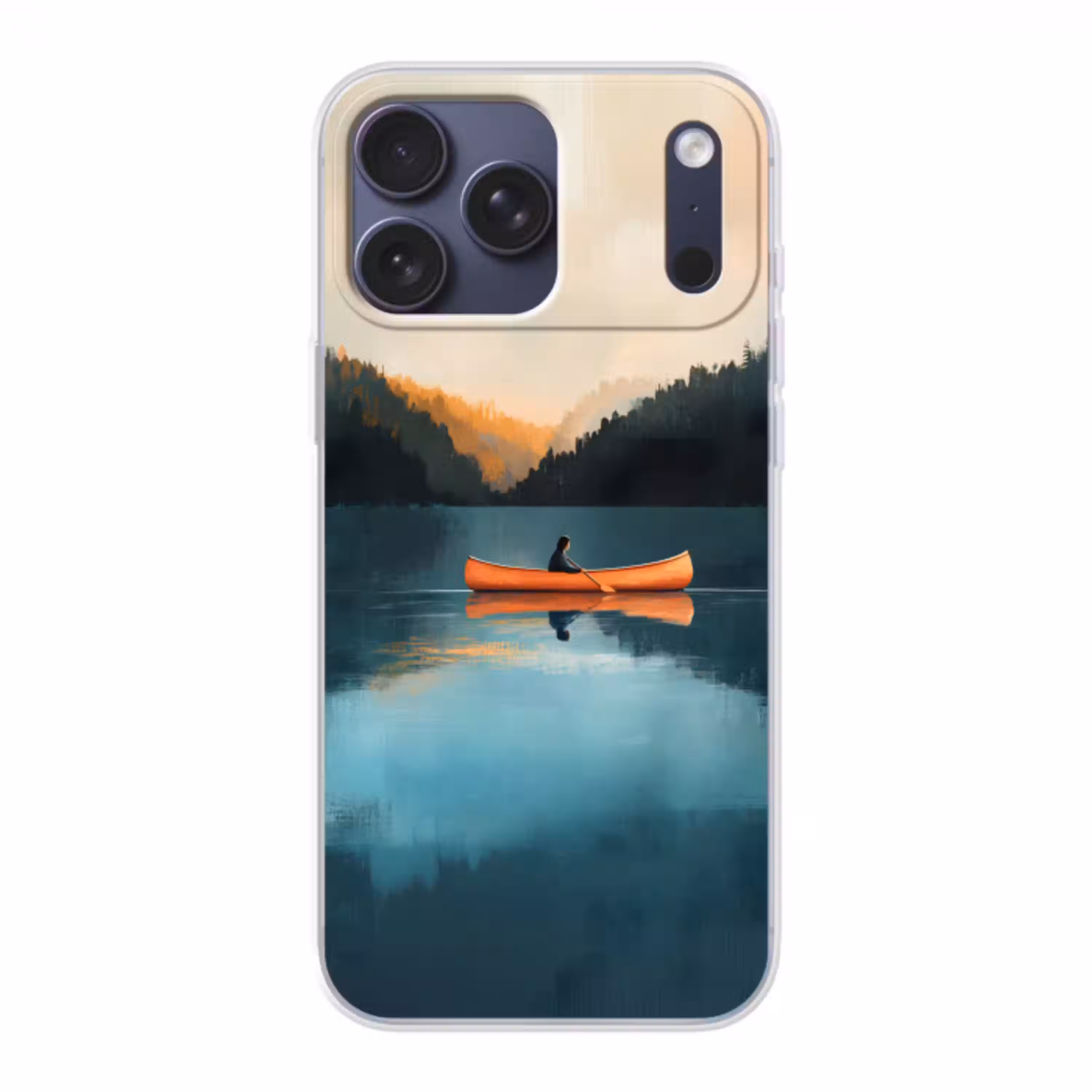 Bossen - Meer - Kano - Oranje Telefoonhoesje iPhone 17 Pro Max klein -3d
