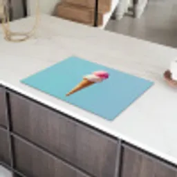 Bolletjes - Schepijs - Hoorntje - Blauw Inductie beschermer vinyl 3mm klein -sfeer8