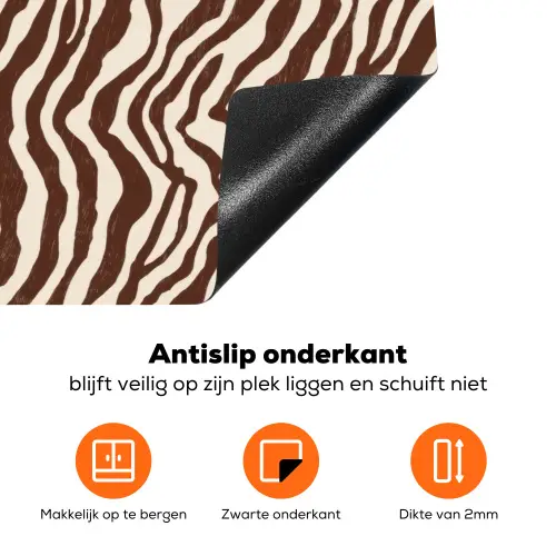 Zebra - Patroon - Zwart - Wit Inductie beschermer vinyl 3mm klein 276 -zzzzzzz-td-onderkant