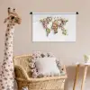 Wereldkaart - Bloemen - Subtiel Wandkleed katoen klein -wsfeer5_kind