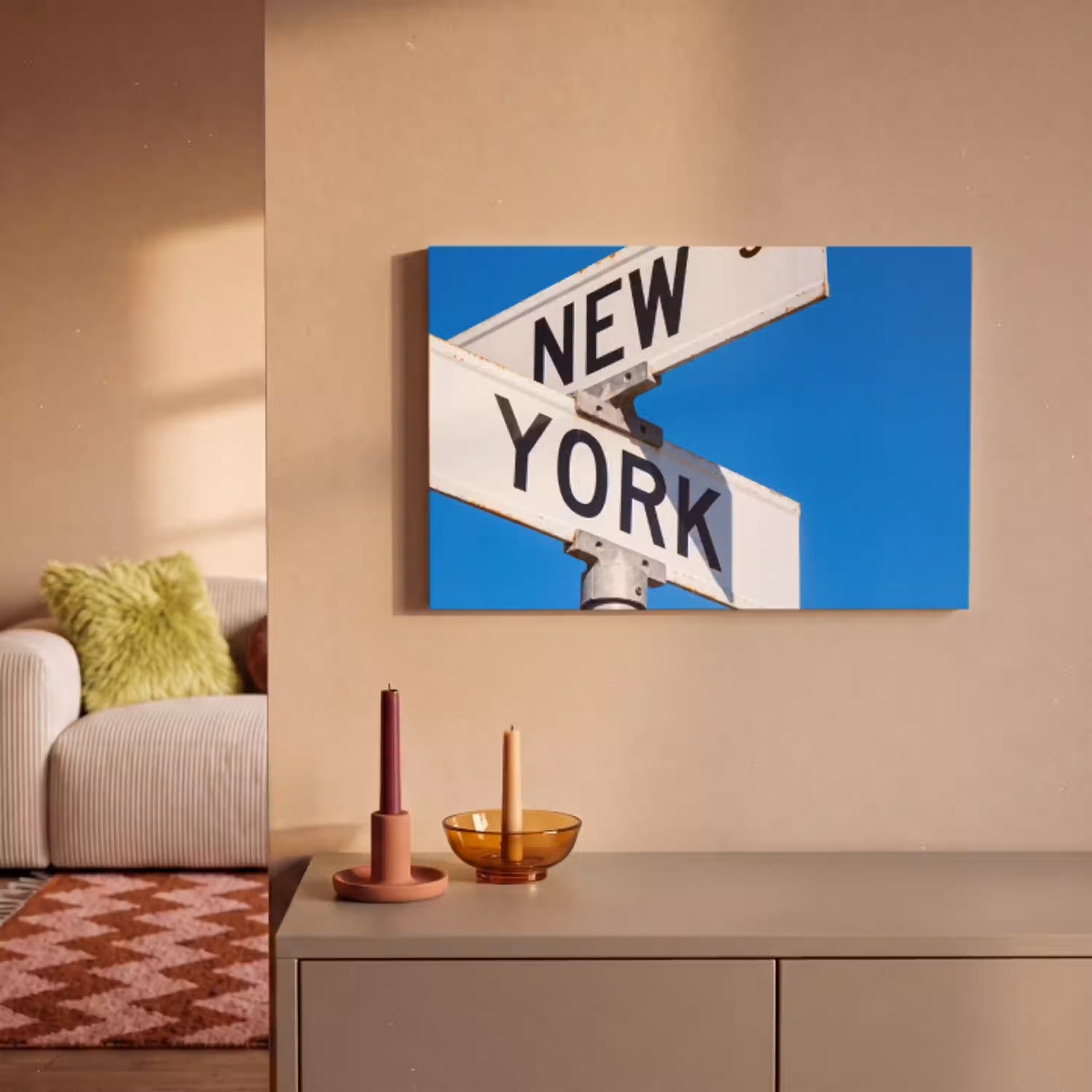 New York - Straatbord - Stad - Urban - Blauw canvas 2cm klein -sfeer1