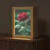 Roos - Bladeren - Dieprood Light Box met kabel (Tafellamp) klein -z3d_website