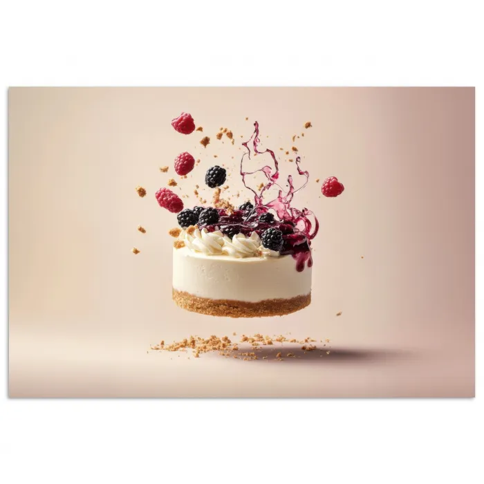 Cheesecake - Eten - Roze - Taart poster papier klein -3d