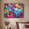 Abstract - Neon - Design - Kleurrijk - Graffiti Textielframe zwart klein -sfeer1
