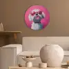 Pink - Hond - Bubbel Akoestische PET Vilt - Rond klein -sfeer1