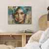 Vrouw - Portret - Goud - Luxe - Blauw PET vilt klein -sfeer3