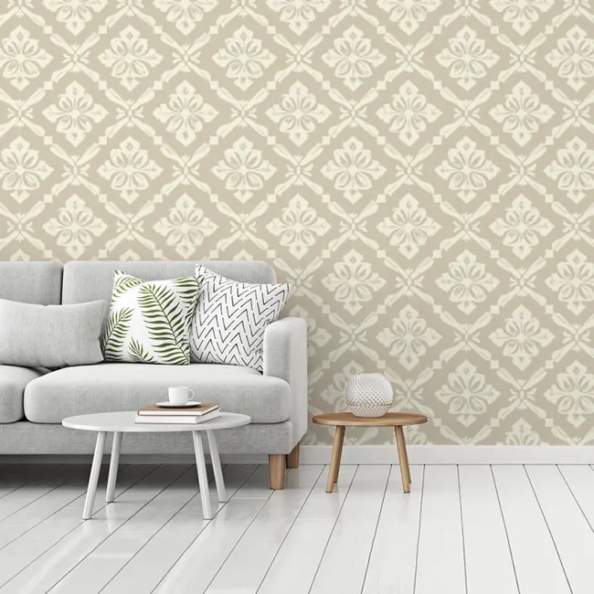 Behang - Floraal - Ornament - Beige