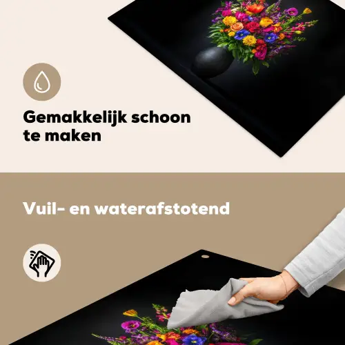 Felgekleurd - Bloemen - Vaas Inductie beschemer met haakjes klein -ky-schoon-nl