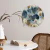 Bladeren - Abstract - Goud - Blauw Wandcirkel kunststof plaat 5mm dik klein -sfeer4