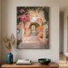 Doorkijk - Boog - Bloemen - Pastel Textielframe - compleet frame klein -sfeer1