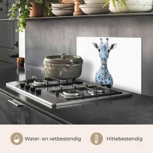 Giraffe - Delfts blauw - Dieren - Minimalistisch keuken achterwand spatscherm klein -usp_NL