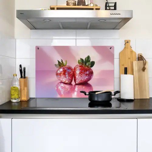 Disco - Fruit - Glitter - Strawberry Inductie beschemer met haakjes klein -sfeer2