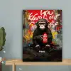 Chimpansee voor graffiti muur canvas 2cm klein -sfeer4