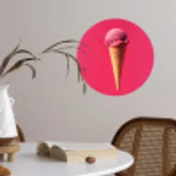 Schepijs - Roze - Hoorntje Wandcirkel behangsticker klein -sfeer3