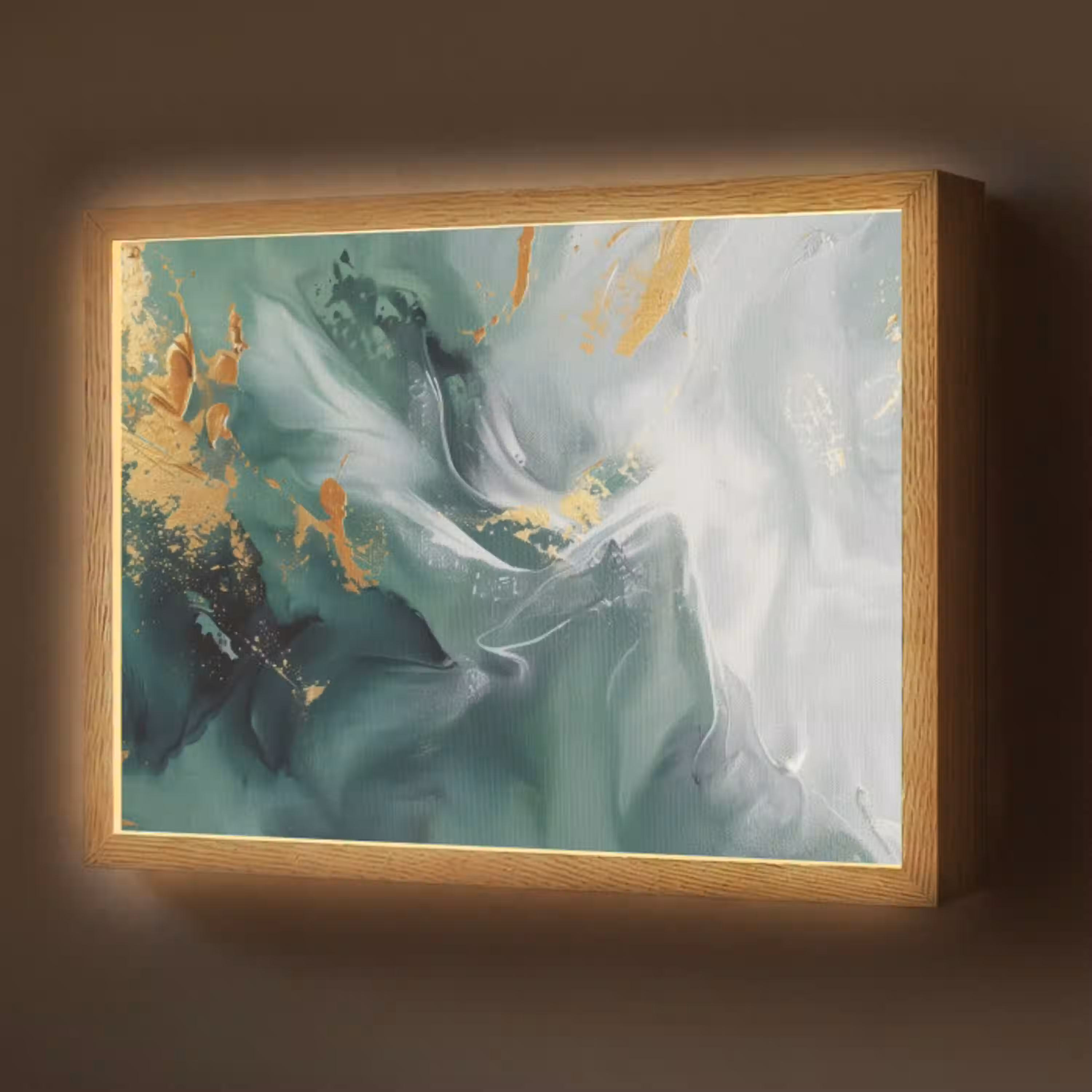 Groen - Modern - Marmer - Abstract Light Box met batterij (Wandlamp) middel -z3d_website