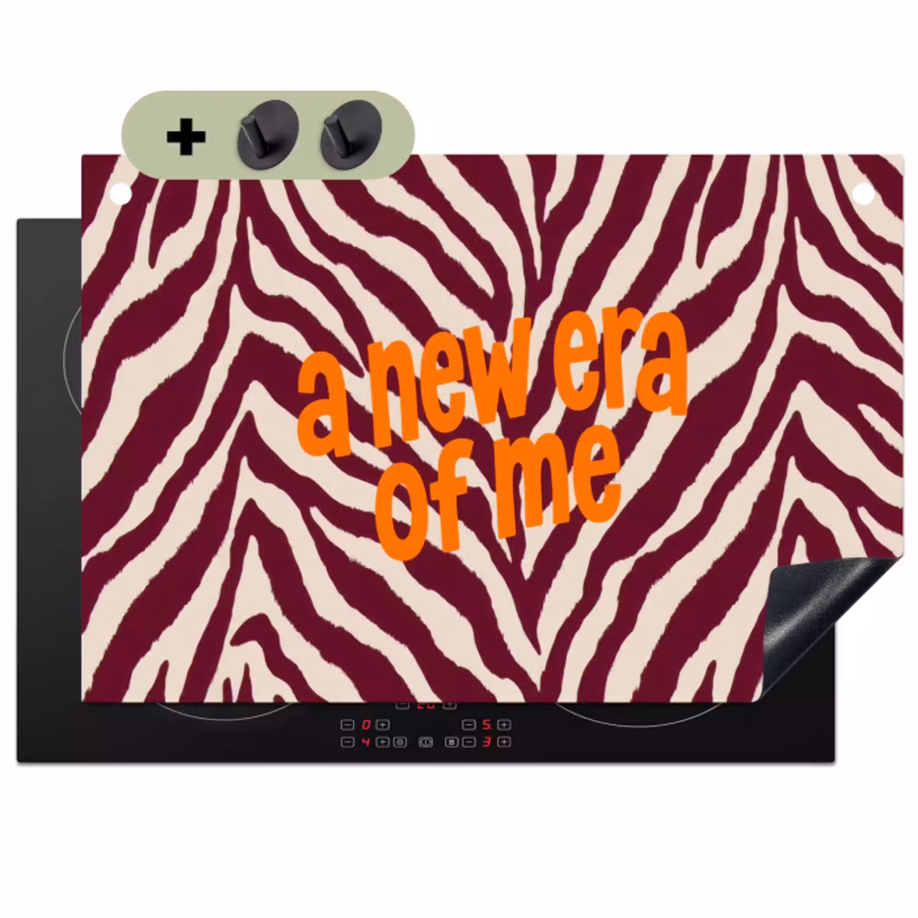 New era - Bordeaux - Zebraprint Inductie beschemer met haakjes klein -3d