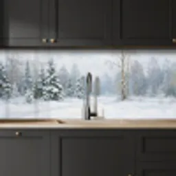 Bospad - Dennen - Sneeuw - Winter - Rustgevend keuken achterwand 2 middel -sfeer1