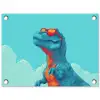 T-Rex - Blauw - Wolken - Zonnebril tuinposter los doek klein -3d