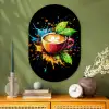 Koffie - Graffiti - Drinken - Abstract Wandcirkel Ovaal Glas middel -sfeer2