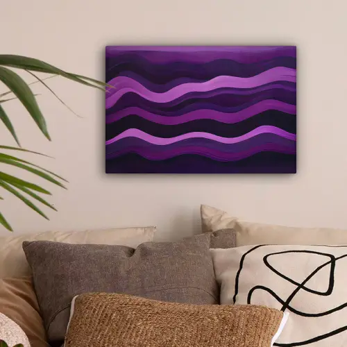 Lijnen - Golven - Paars - Abstract canvas 2cm klein -sfeer1