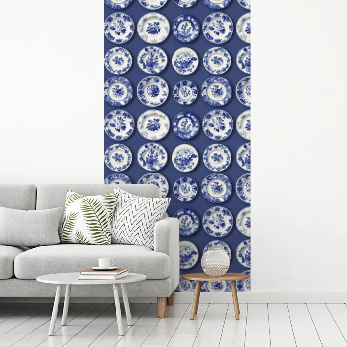 Borden - Floraal - Blauw fotobehang vinyl groot 64 -woonkamer